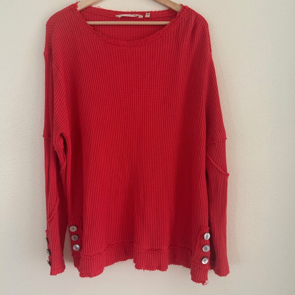 Soft Surroundings My Time Waffle Knit Top Womens XL Melon Oversized Tunic Boho - Picture 7 of 10